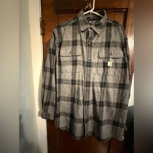 Carhartt Men's Black and Gray Checkered Shirt.